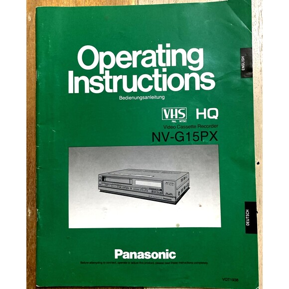 Panasonic NV-G15PX VHS Video Cassette Instructions Manual  in English & German - Picture 1 of 7